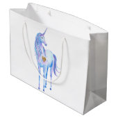 パープルユニコーン金ゴールドグリッターパーソナライズされたハート ラージペーパーバッグ (裏面アングル)