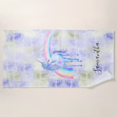 パープルユニコーン ビーチタオル (正面)