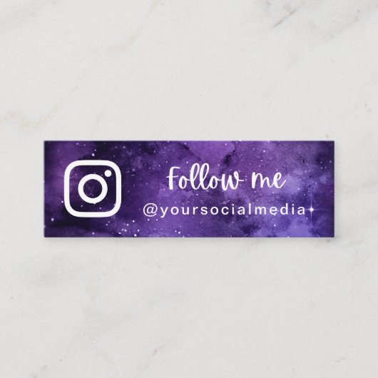 パープルユニバース後を追銀河系ソーシャルメディアQRコード スキニー名刺 (正面)