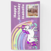 パープルユニパーソナライズされたコーンレインボー誕生日 横断幕 (縦)