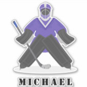 パープルユニフォームアイスホッケープレーヤーウィンタースポーツ名 シール (正面)