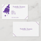 パープルユニークグリッターメイドハウスクリーニングサービス 名刺 (正面/裏面)