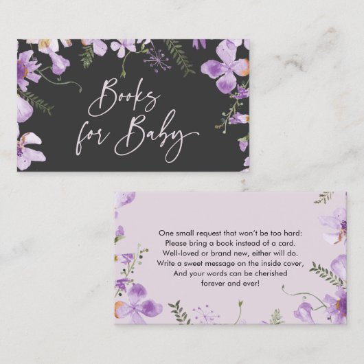 パープルユニークフローラガーデンブックベビーカード 名刺 (正面/裏面)