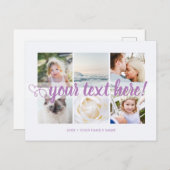 パープルユーカスタムの文字6枚の写真コラージュuniversal ポストカード (正面/裏面)