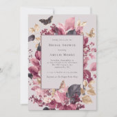 パープルユーカリプタス蝶秋ブライダルシャワー 招待状 (正面)