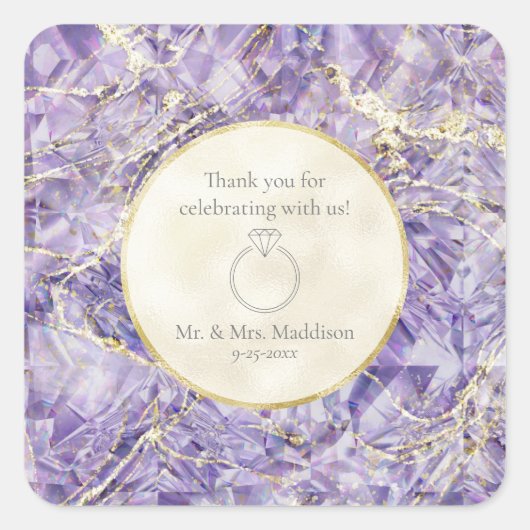 パープルユーフォリアアメジスト宝石イリュージョン結婚ズ スクエアシール (正面)