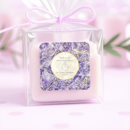 パープルユーフォリアアメジスト宝石イリュージョン結婚ズ スクエアシール