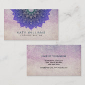 パープルヨガインストラクターロータスフラワーウォーターカラー 名刺 (正面/裏面)