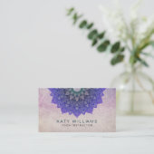 パープルヨガインストラクターロータスフラワーウォーターカラー 名刺 (スタンド正面)