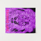 パープルライオンブラックライトテクノライフ タペストリー (正面(横))