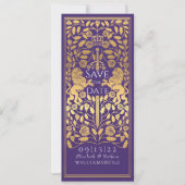 パープルライオ王室のン中世金ゴールド結婚ズ 招待状 (正面)