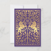 パープルライオ王室のン中世金ゴールド結婚式招待状 招待状 (裏面)