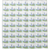 パープルライトハウスシャワーカーテン シャワーカーテン (正面)