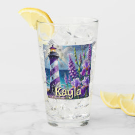 パープルライトハウス(フォックスグローブ&アイリス付パーソナライズされた) タンブラーグラス