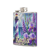 パープルライトハウス(フォックスグローブ&アイリス付パーソナライズされた) フラスク (左)