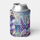 パープルライトハウス(フォックスグローブ&アイリス付パーソナライズされた) 缶クーラー (缶正面)