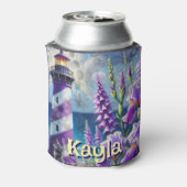 パープルライトハウス(フォックスグローブ&アイリス付パーソナライズされた) 缶クーラー (缶裏面)