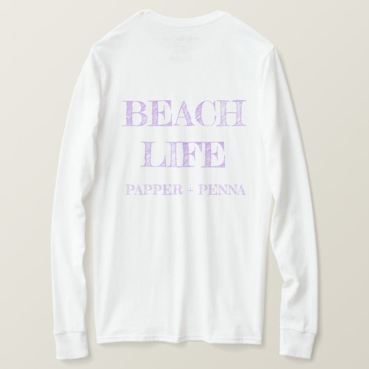パープルライトハウス；女性の長袖Tシャツ Tシャツ (デザイン裏面)