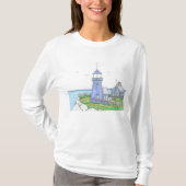 パープルライトハウス；女性の長袖Tシャツ Tシャツ (正面)