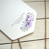 パープルライトブルーバラガーデンブーケ結婚ス オールインワン招待状