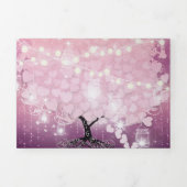 パープルライト赤面ピンクハートリーフ結婚ズ 三つ折り招待状 (カバー)