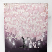 パープルライト赤面ピンクハートリーフ結婚ズ 三つ折り招待状 (内部最初)