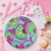 パープルライムペーパーパーティプレート ペーパープレート (パーティー)