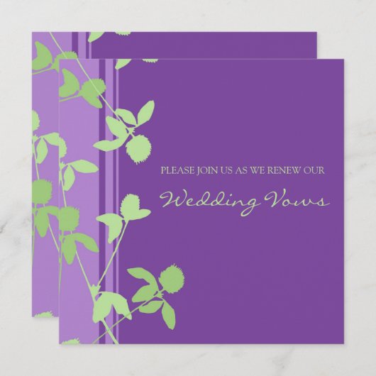 パープルライム結婚の誓の更新招待状 招待状 (正面/裏面)