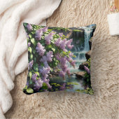 パープルライラックと滝 クッション (ブランケット)