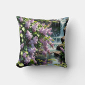 パープルライラックと滝 クッション (正面)