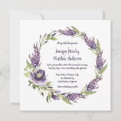 パープルライラックと芍薬のグリーン付きリース  | 招待状 (正面)