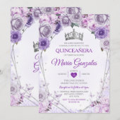パープルライラックのキンセアニエラクラウンメキシカンバタフライ 招待状 (正面/裏面)