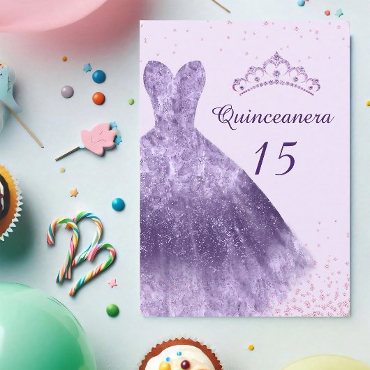 パープルライラックのケンカネーラドレス 15歳の誕生日 招待状