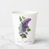 パープルライラックのブライダルシャワー 紙コップ (裏面)
