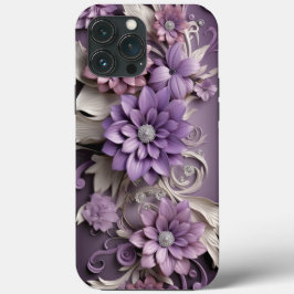 パープルライラックの花 3d iPhone 13 pro maxケース
