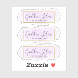 パープルライラックウォーターカラー & モダンゴールド 3点セットロゴ シール