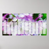 パープルライラックカスタムファミリーバースデーカレンダー ポスター (正面)