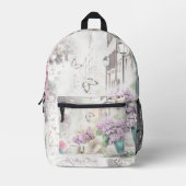 パープルライラックス花瓶ブックヨーロッパ通り プリントバックパック (正面)