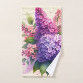 パープルライラックフローラモノグラムタオルセット バスタオルセット (ハンドタオル)