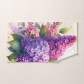 パープルライラックフローラモノグラムタオルセット バスタオルセット (ハンドタオル)