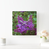 パープルライラック春の日 スクエア壁時計 (ホーム)