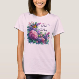 パープルライラック最高のママフラワートシャツ Tシャツ