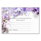 パープルライラック水彩色結婚のアドバイスカード テーブルナンバー (裏面)