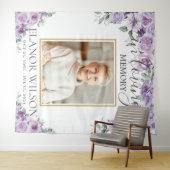パープルライラック花の葬儀追悼写真 タペストリー (インサイチュ(横))