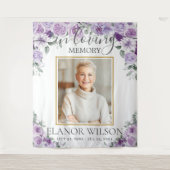 パープルライラック花の葬儀追悼写真 タペストリー (正面)