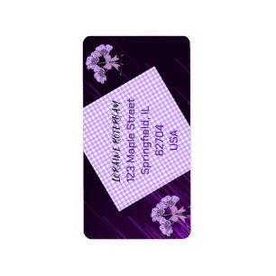 パープルライラック花柄返送先ラベル ラベル