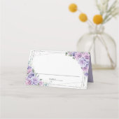 パープルライラック フローラル ウェディング ブライダル シャワー キンセ プレイスカード (裏面)