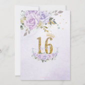 パープルライラック フローラル スイート シックスティーン 16歳の誕生日 招待状 (裏面)