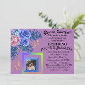 パープルライラック フローラル ボヘミアンモダン おしゃれ 招待状 (スタンド正面)