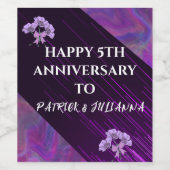 パープルライラック フローラル ボーホー モダン シック アニバーサリー ワインラベル (シングルラベル)